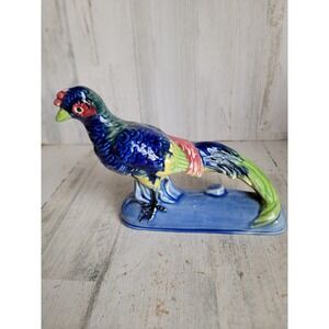 Vintage pheasant ceramic bird colorful rainbow rooster home decor figure